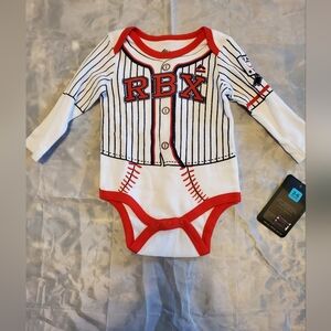 RBX Striped Red and White Baby Onesie 3-6 Months